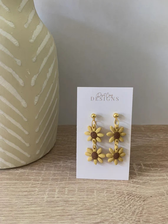 Sunflower Dangle  Polymer Clay Earrings  Summer Earrings  | Etsy | Etsy (US)