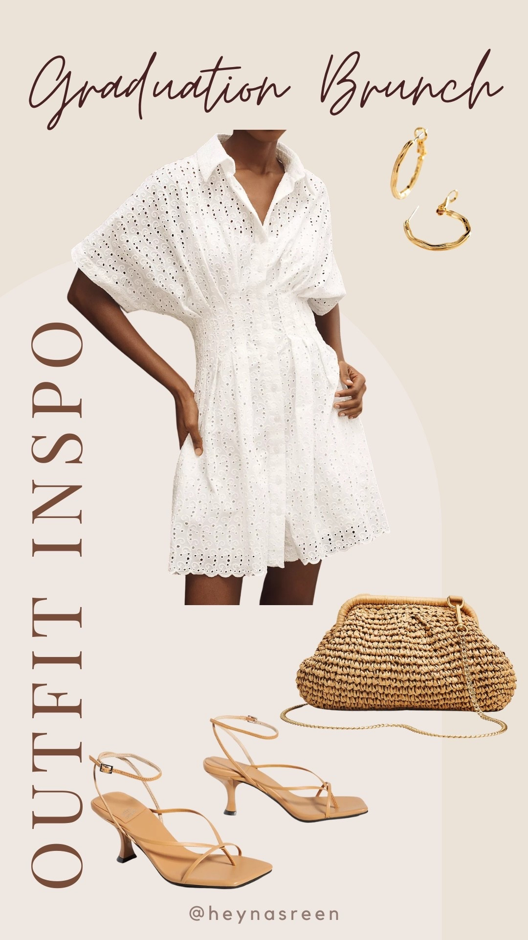 This classic white dress from Anthropologie would be so cute at a graduation brunch or other summer events. Use my code NASREEN20 for 20% off $100+ this weekend.