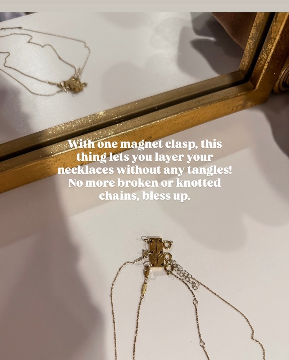 One of my favorite finds of 2025 is this magnetic clasp that keeps three necklaces tangled-free! No more broken or knotted chains! 

#LTKgrwm