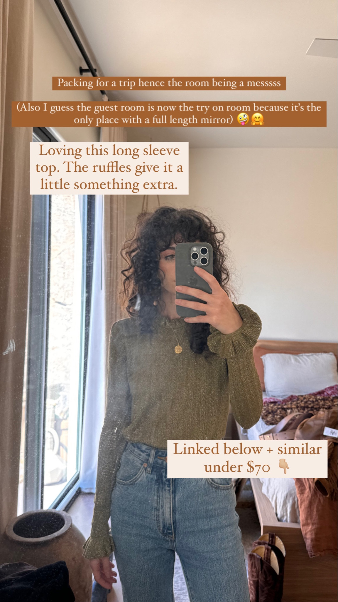 Ruffle sleeve sweater - Love this doen sweater - lightweight and perfect for laying. The ruffle detail is so cute! The sparkle threading makes it fun for the holidays! 

#LTKHolidaySale #LTKGiftGuide