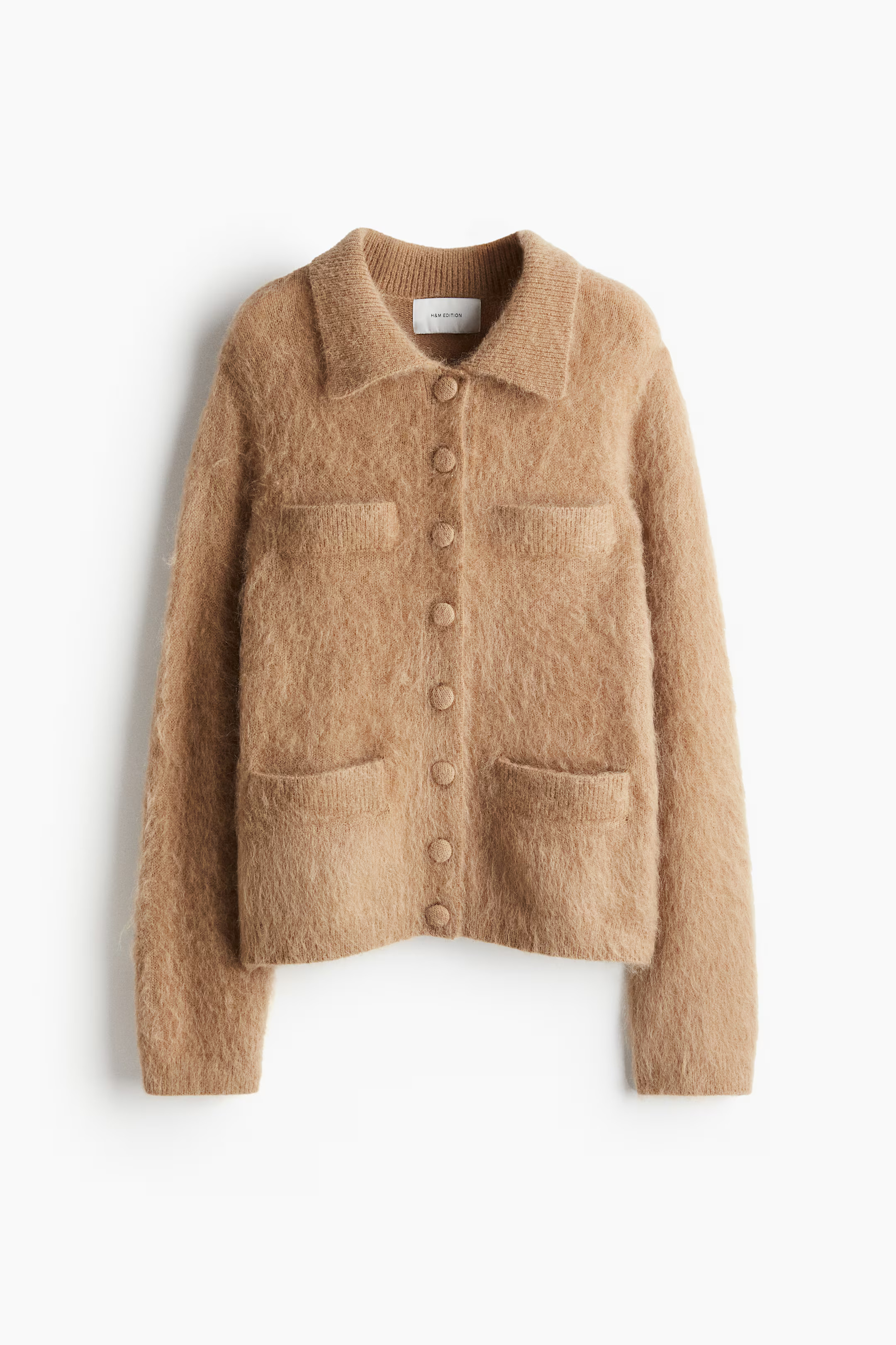Cárdigan en mezcla de mohair con cuello - Beige oscuro - MUJER | H&M ES | H&M (FR, IT, ES, PT, BE)