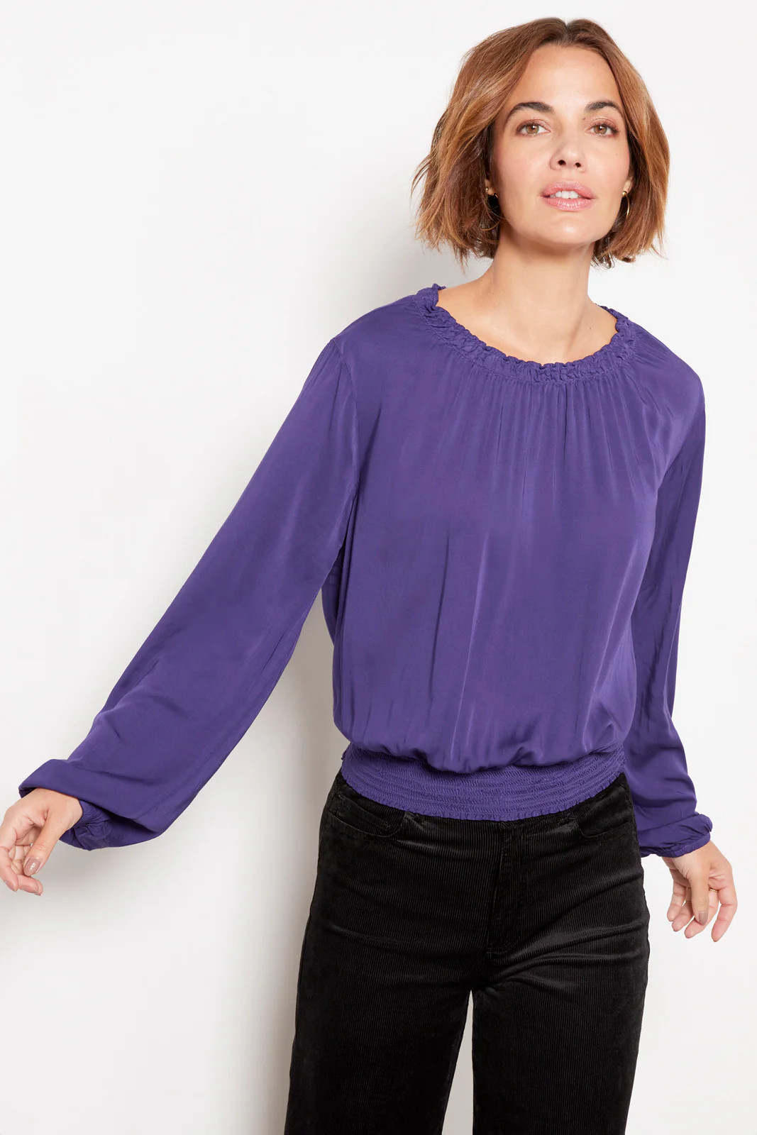 Luxe Satin Smocked Top | Evereve