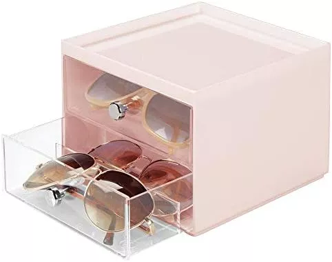 mDesign Stackable Plastic Eye Glass Storage Organizer Box Holder