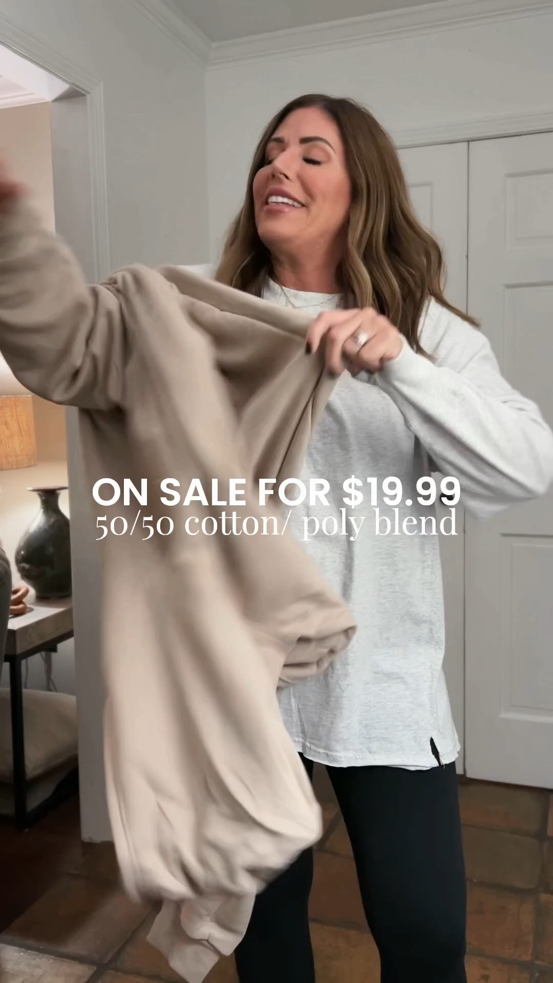 What are my favorite oversized sweatshirts from Amazon is on sale as low as $19.99. It is a 5050 cotton poly blend, comes in several colours, and it’s a true oversized fit. However, I did size up one to a size large. If you want a big sweatshirt, I suggest sizing up too!

I’m wearing a large in the coffee/grey color

These leggings are from Athleta and used to be my favorite leggings, but they changed the material and manufacturer last year, so I will link them but just know that they are now different. I’m wearing a medium

￼ Long sleeve T-shirt is from aerie. It is a few years old. I will link this year’s version. I’m wearing a medium ￼

#LTKOver40 #LTKSaleAlert #LTKootd