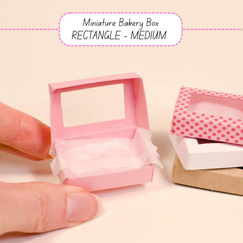 Miniature Windowed Bakery Box - Rectangle Medium (1 Pc), for 1/12 & 1/6 Scale Dollhouse Pastry Bo... | Etsy (Global)