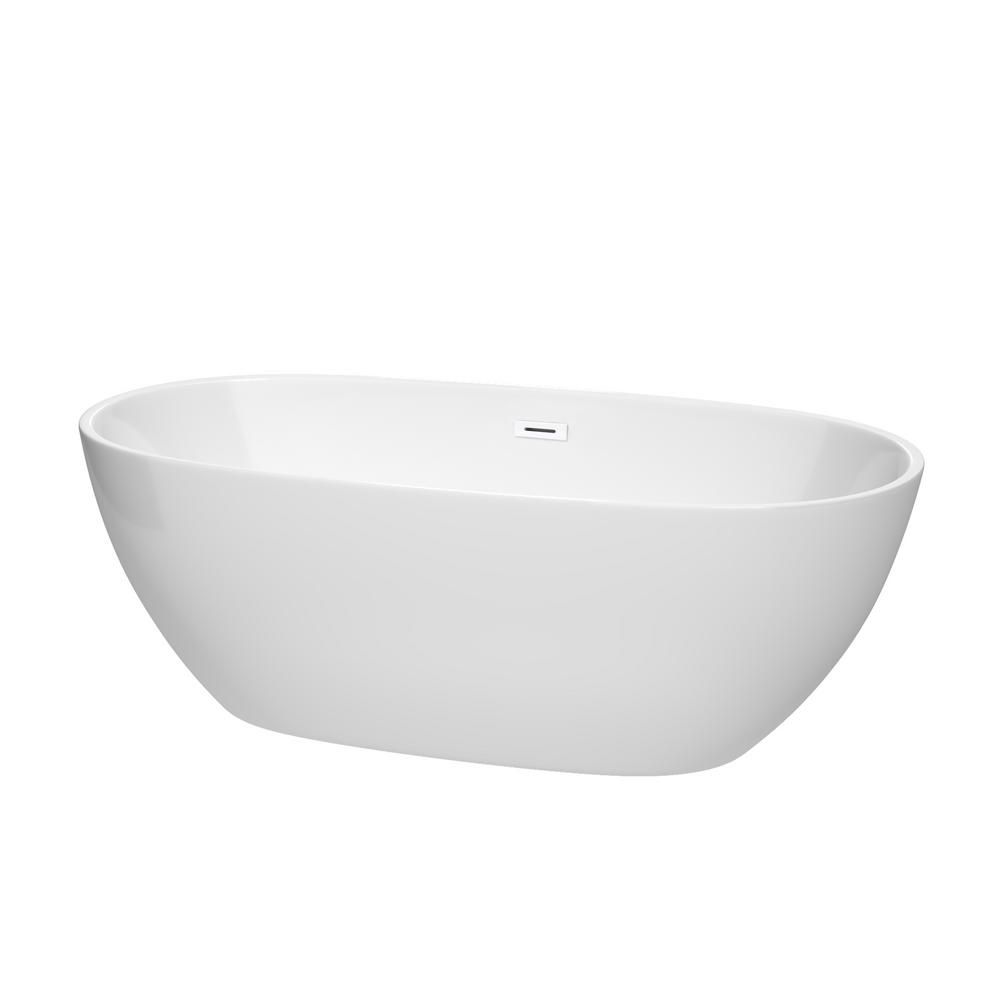 Juno 67 in. Acrylic Flatbottom Bathtub in White with Shiny White Trim | The Home Depot