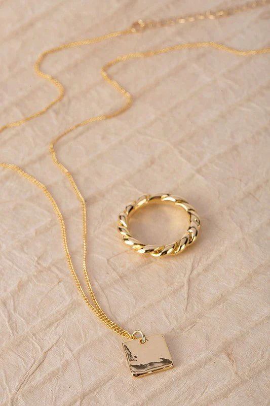 Pendant Necklace and Ring Set - Gold | Petal & Pup (US)