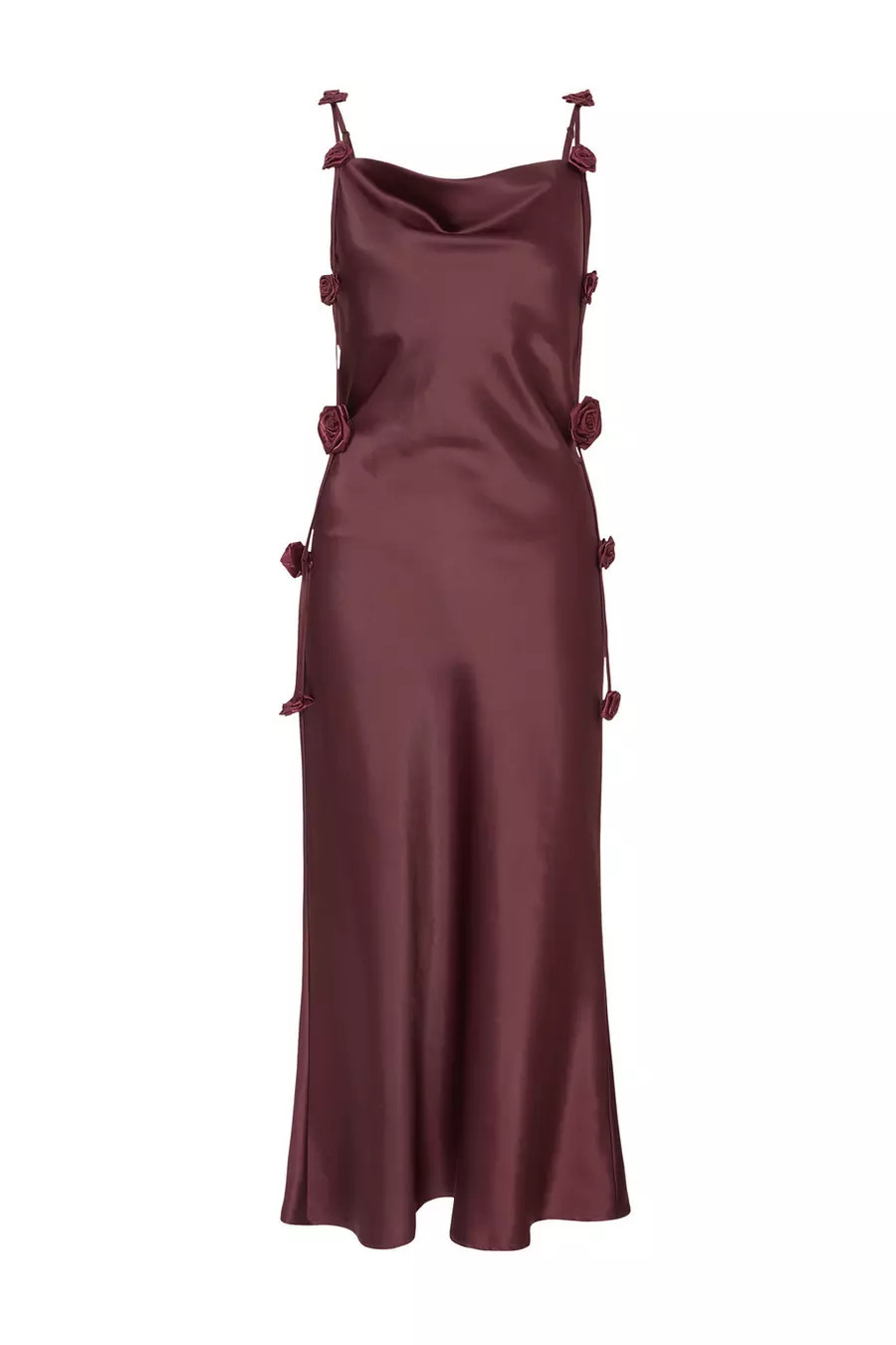 Petite Burgundy Satin Midaxi Dress | Quiz Clothing