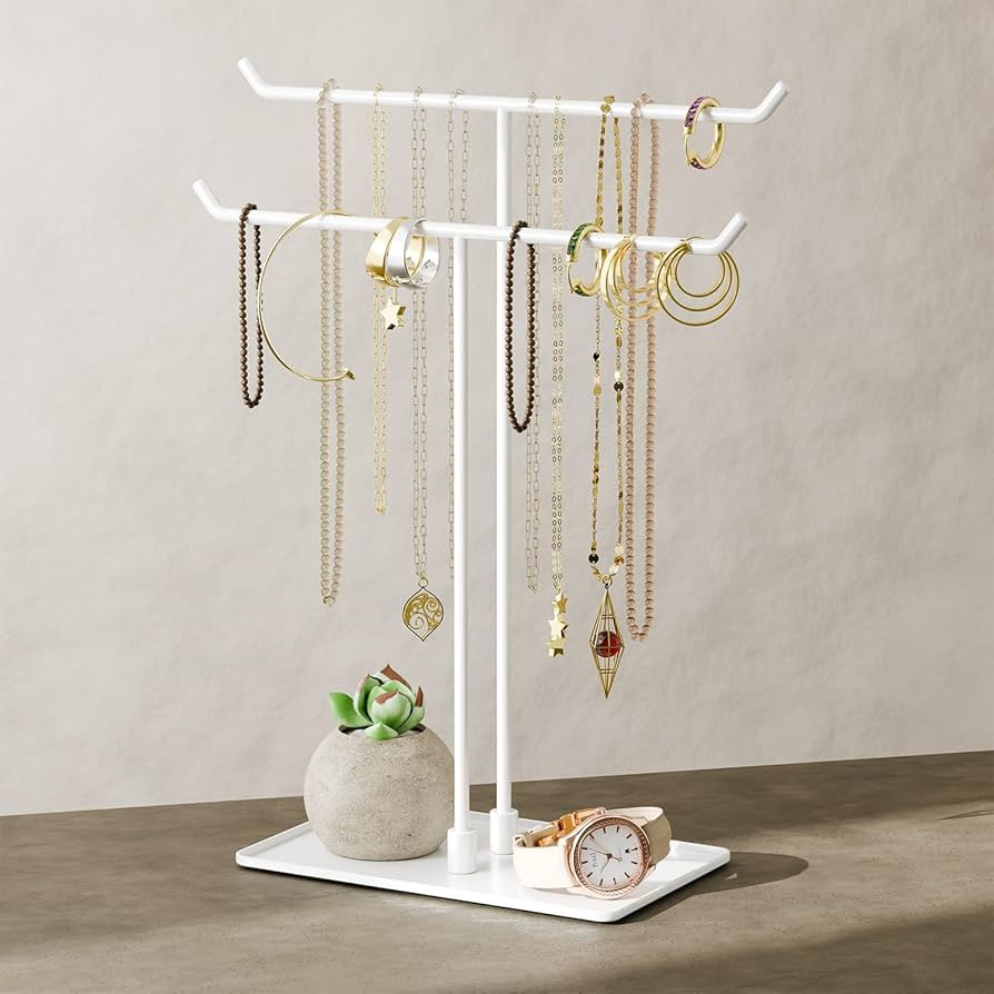 Necklace Stand Aesthetic Necklace Holder: White Metal Necklace Organizer for Home Decor | Amazon (US)