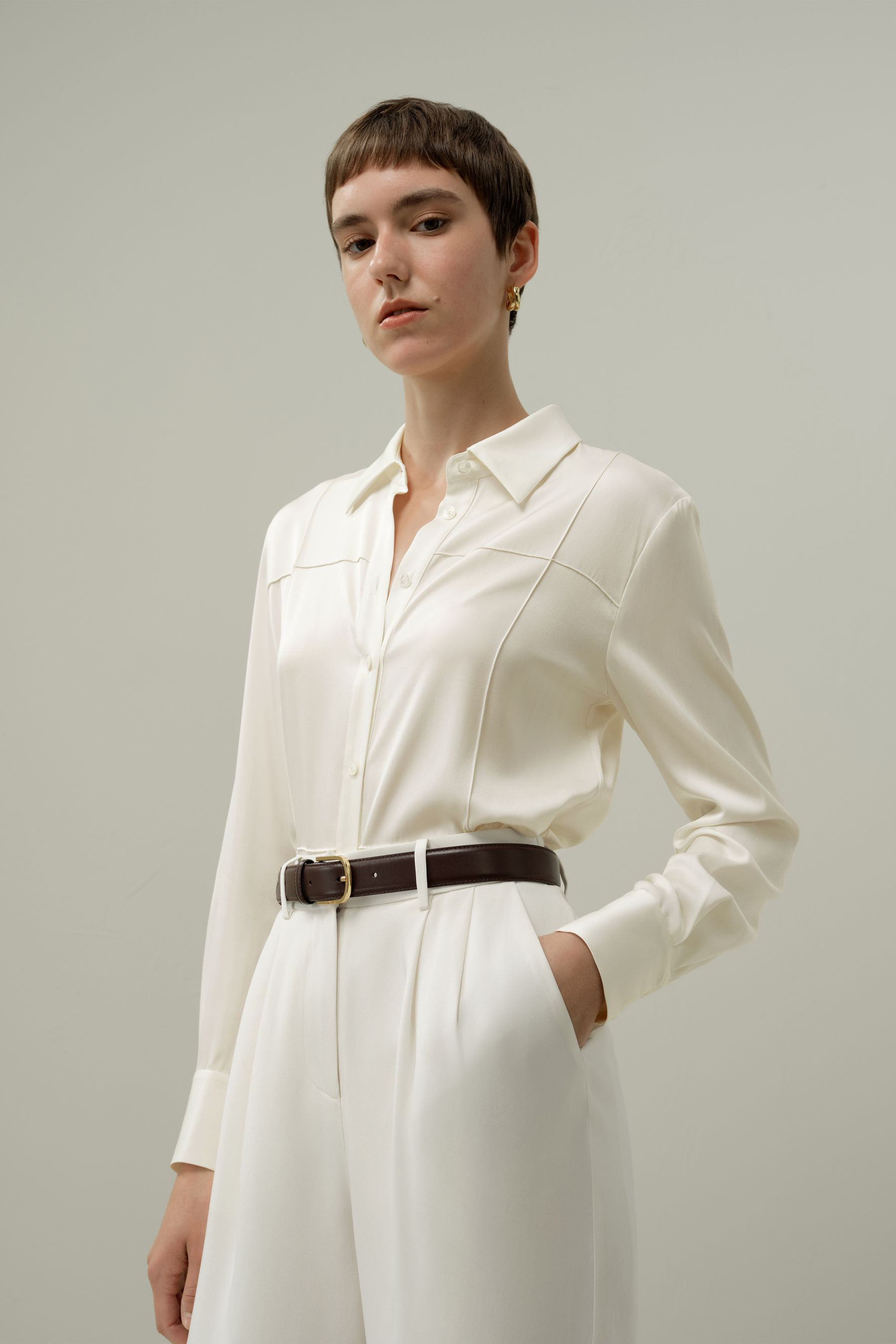 Gold Buckle Leather Belt | LilySilk