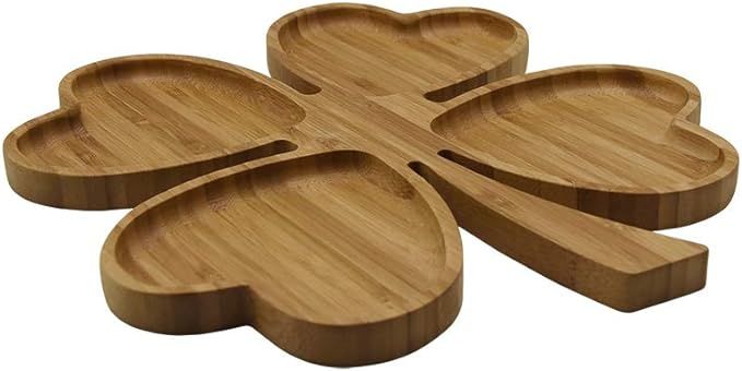 4571, Romantic Heart Shaped Platter Leave Design Wedding Bamboo Fruit Snack Serving Tray Appetize... | Amazon (US)