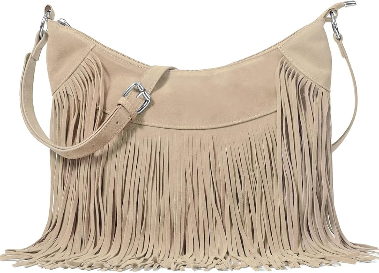 Sunwel Fashion Women Fringe Hobo Bag Western Purse Shoulder Bag Vegan Suede Tassel Hippie Crossbo... | Amazon (US)