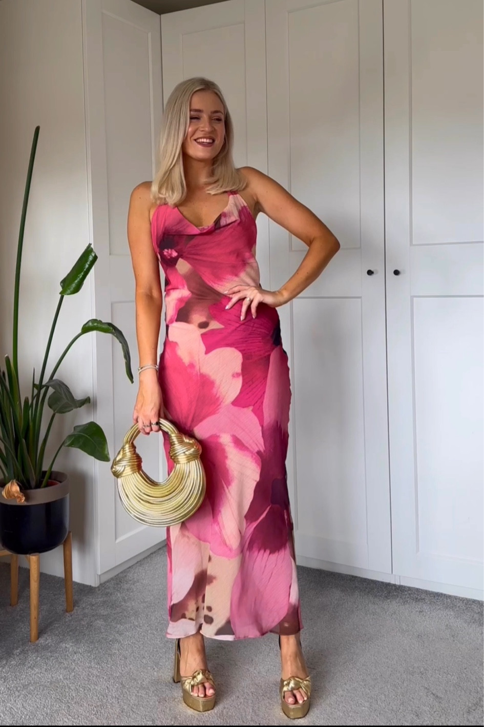 slim fit dress slacks Rent River Island Light Pink Morrocan Slip Dress main image 1