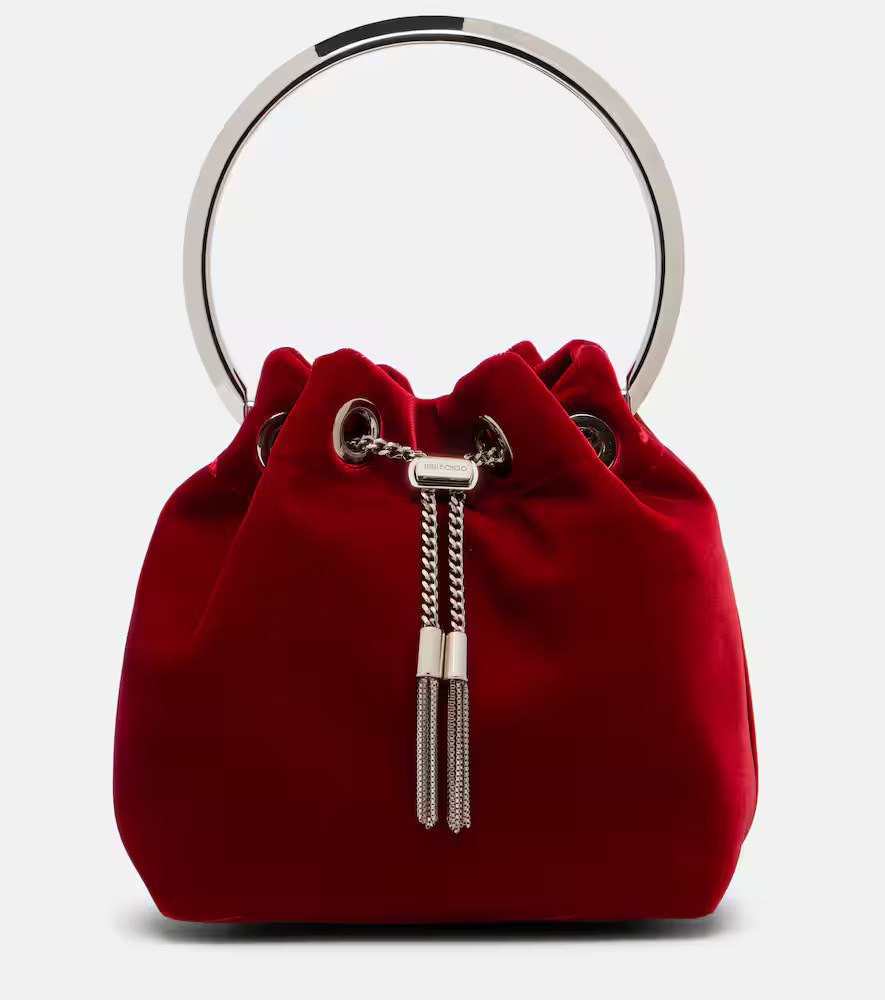Jimmy Choo Bon Bon Small velvet bucket bag | Mytheresa (UK)