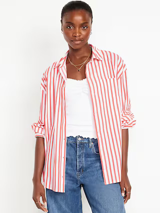 Oversized Button-Down Boyfriend Shirt | Old Navy (US)