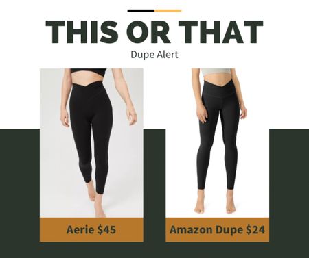 I own this Dupe of the Day!  They are my favorite leggings. They stay in place and feel amazing!
Aerie vs Amazon
$45 vs $24

#LTKfindsunder50 #LTKstyletip #LTKsalealert