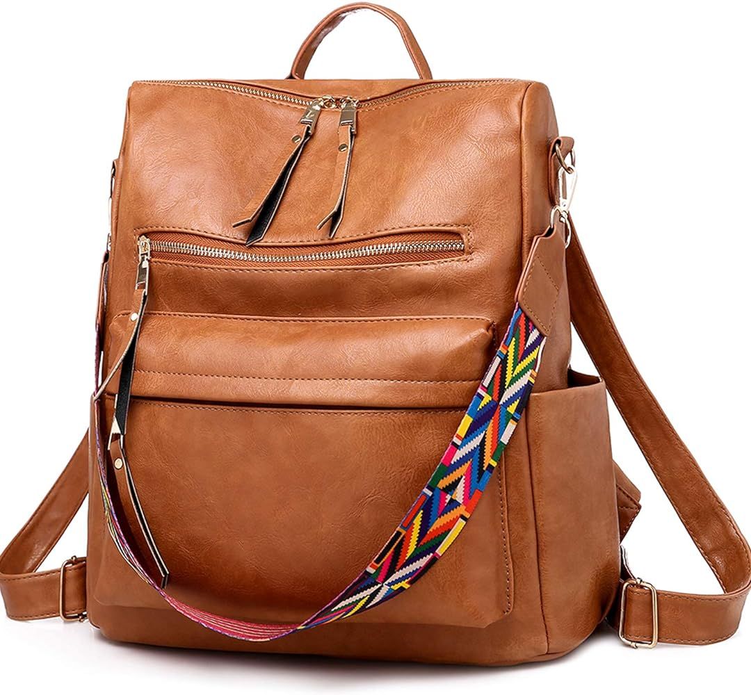 Women Backpack Purse Vintage Rucksack Convertible Shoulder Bag Travel Daypack (Brown) One_Size | Amazon (US)