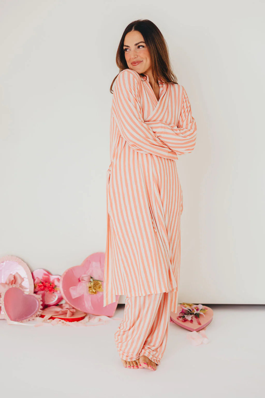 Women's Candy Stripe Robe | Pink | +Plus Available | Talulah