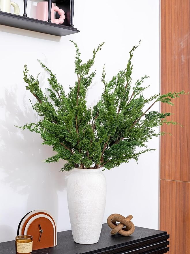 6PCS Christmas Pine Stems, 38” Real Touch Cypress Norfolk Pine Branches for DIY Garland Wreath ... | Amazon (US)