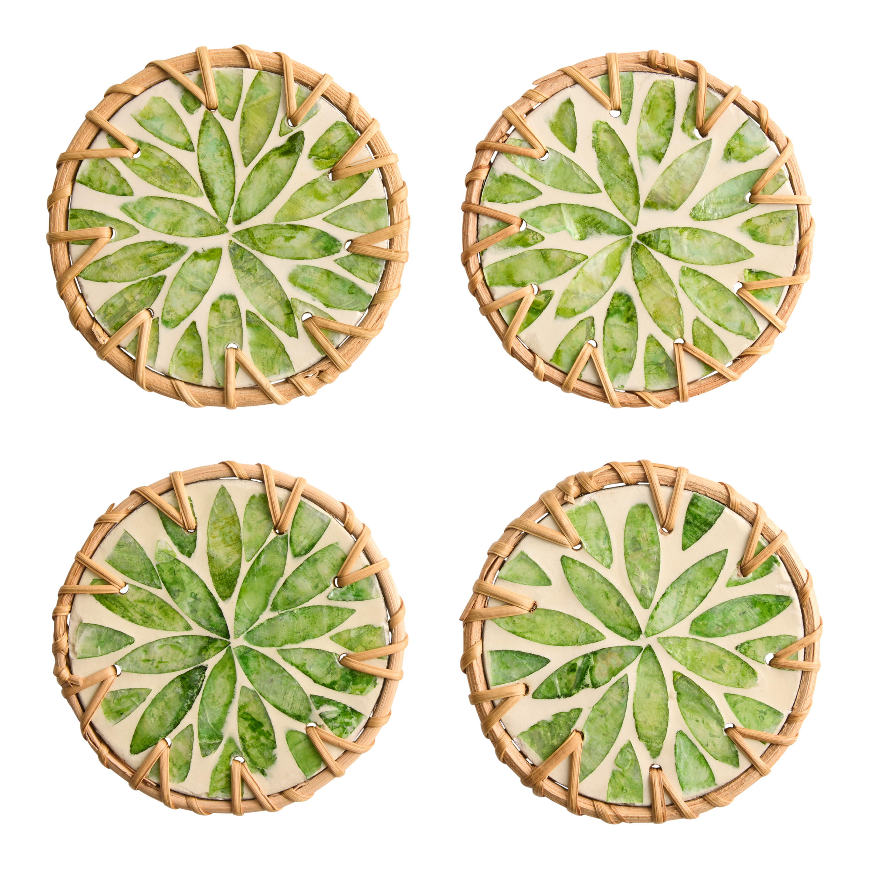 Rattan and Capiz Shell Inlay Coasters 4 Pack | World Market