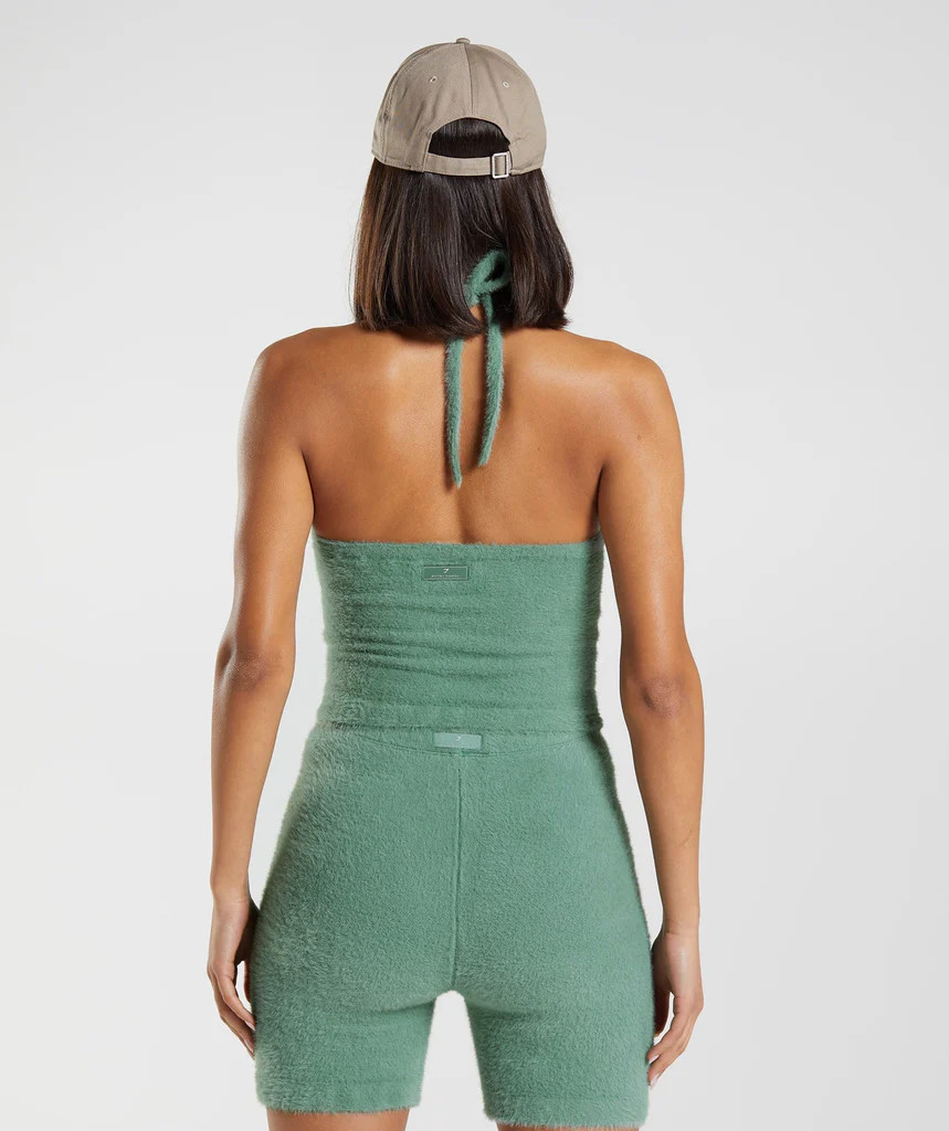 Gymshark Whitney Eyelash Knit Midi Halter Top - Leaf Green | Gymshark (Global)
