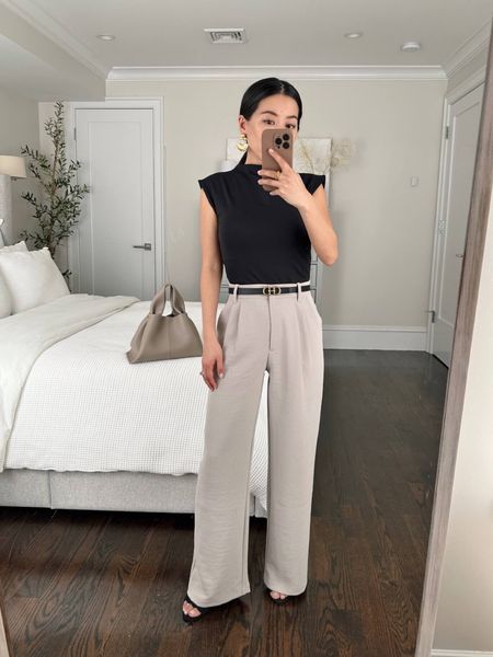 One of my favorite mock neck layering tops on sale with free ship. Wearing xxs regular but Xxs petite would be an ideal fit.

Wearing these crepe pants in 25 petite with 2 to 3 inch heels .

Edited pieces mini belt xxs back in stock (on editedpieces.com)

Polene bag 
