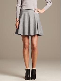 Gray Flannel Fit-and-Flare Skirt | Banana Republic US