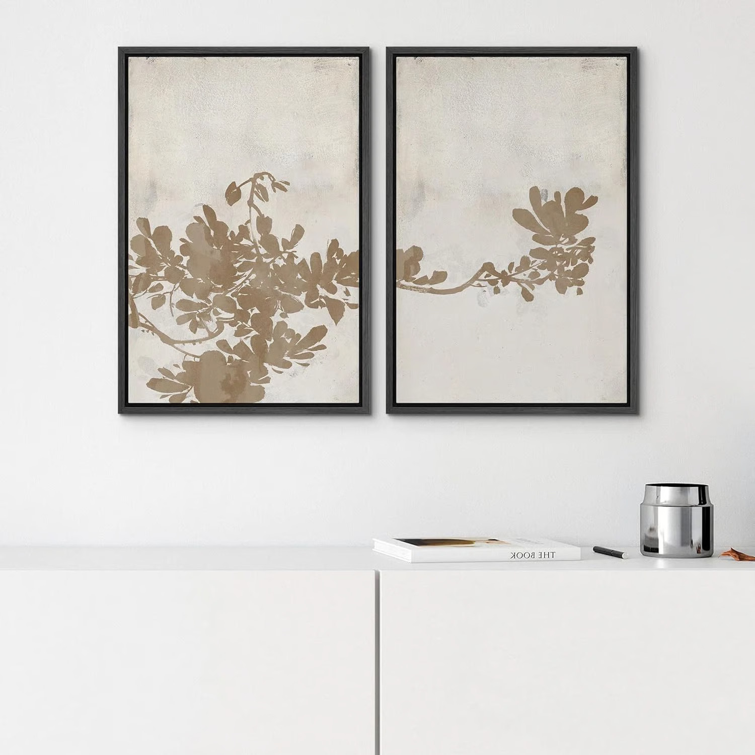 Abstract Botanical " Abstract Minimalist Duotone Tree Leaf Modern Wall Art Neutral Room Decor " 2... | Wayfair North America