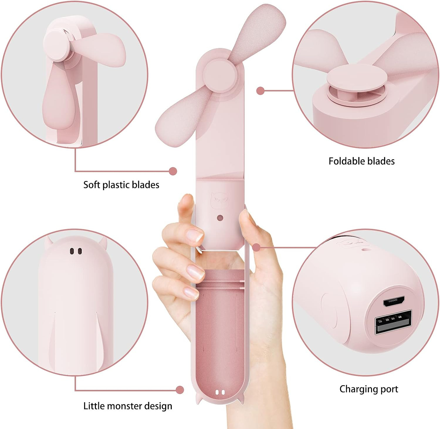 Hand Held Fan,Desk Fan,Portable USB Rechargeable Folding Mini Fan,Pocket Fan Battery Driven Fan W... | Amazon (UK)