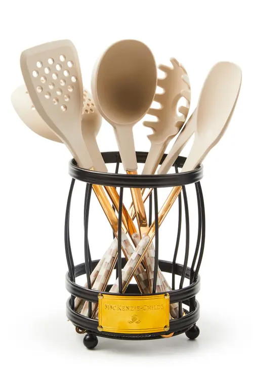MACKENZIE CHILDS Mocha Check Utensil Caddy Set at Nordstrom | Nordstrom