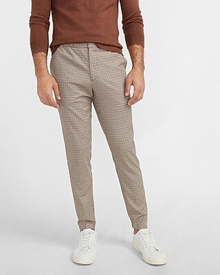 Extra Slim Brown Houndstooth Flannel Jogger Suit Pant | Express