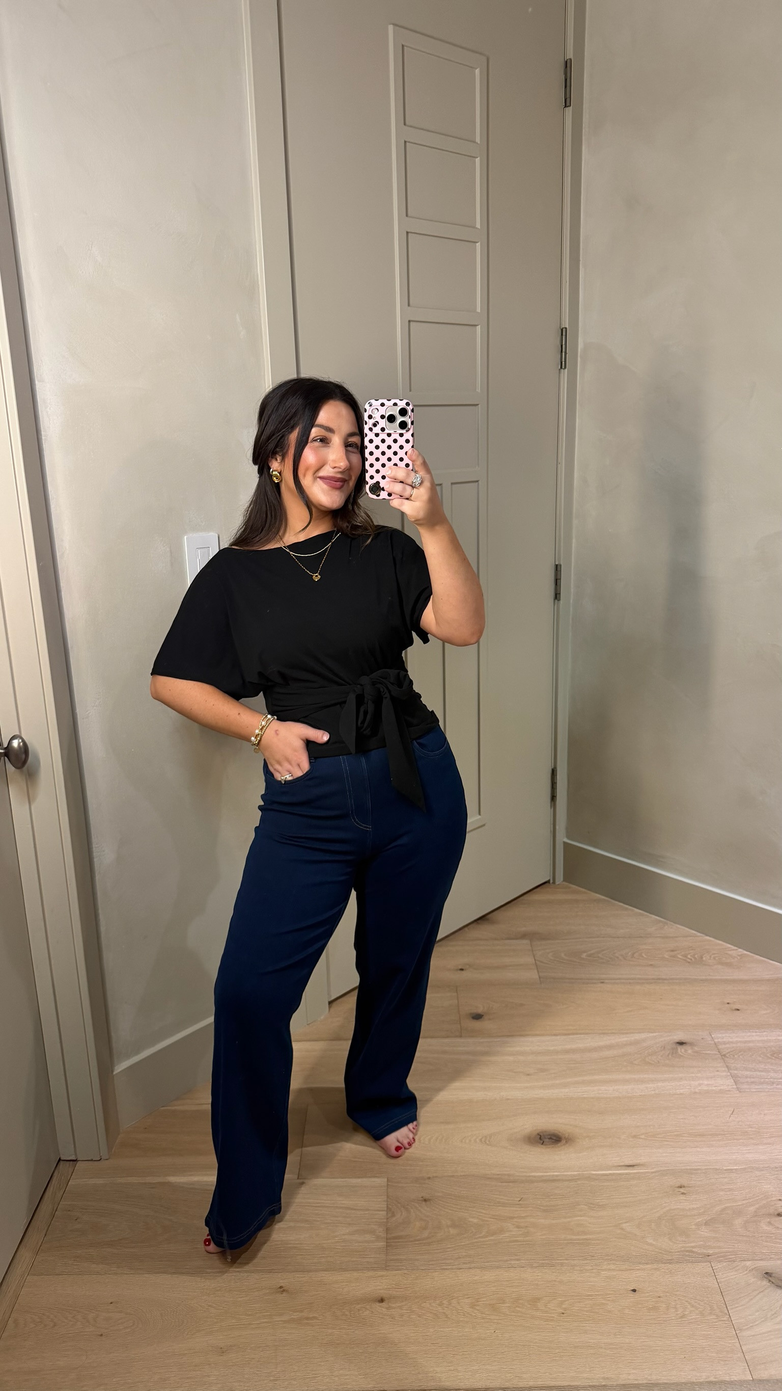 Lounge pants that look like jeans!! Top size small 
pants size small petite

5’0” 140lbs

#LTKootd #LTKPetite #LTKSeasonal