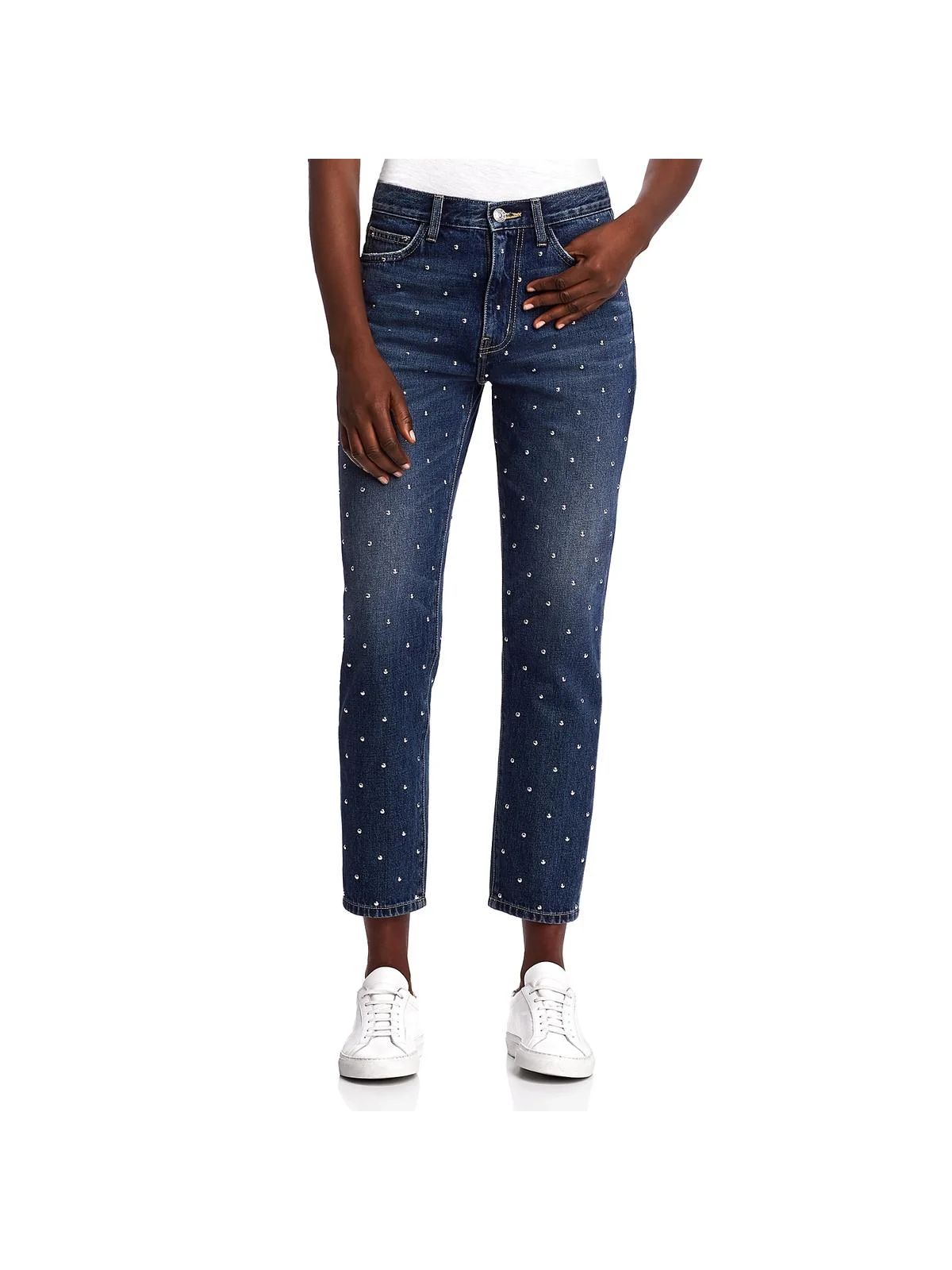 Current/Elliott Womens Denim Studded Cropped Jeans | Walmart (US)