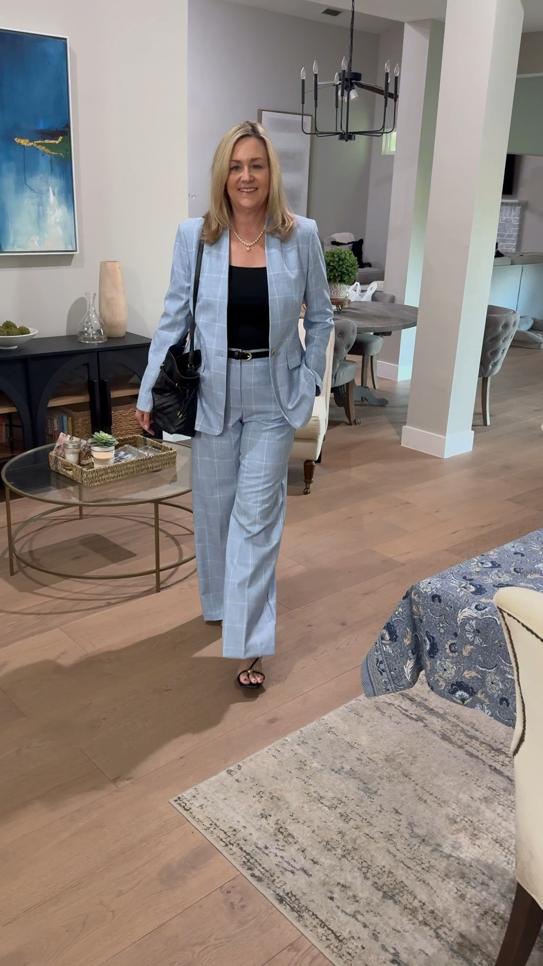 What I wore to work today.  Work outfit, blazer and wide leg pants, workwear
#ThisisAnn