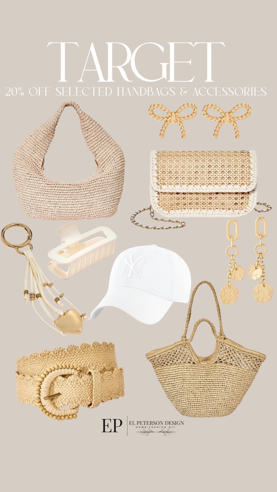 Target
Ends Todayy
20% off selected accessories and purses
Cap
Purse
Belt
Raffia bag
Key Chain
Earrings
Claw clip 

#LTKSaleAlert