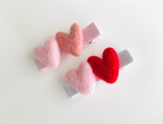 Valentines Day Hair Clips Heart Hair Clips Baby Hair Clips | Etsy | Etsy (US)