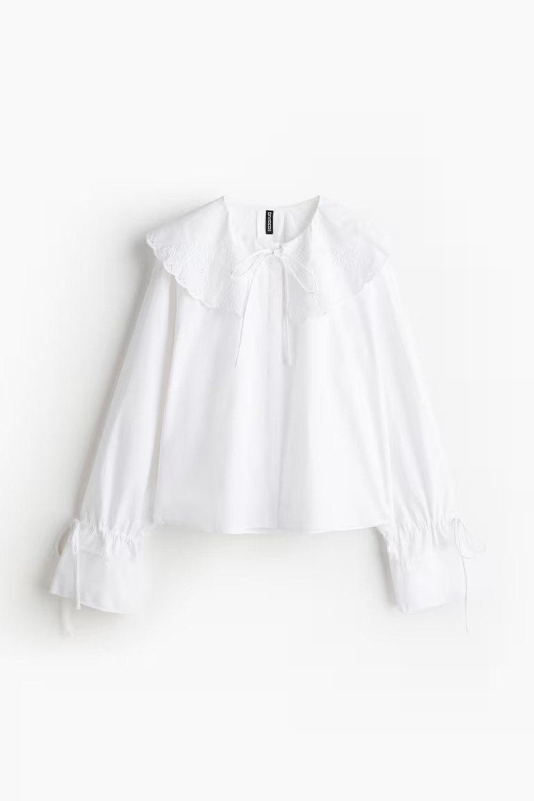 Broderie anglaise-detail poplin blouse | H&M (UK, MY, IN, SG, PH, TW, HK)