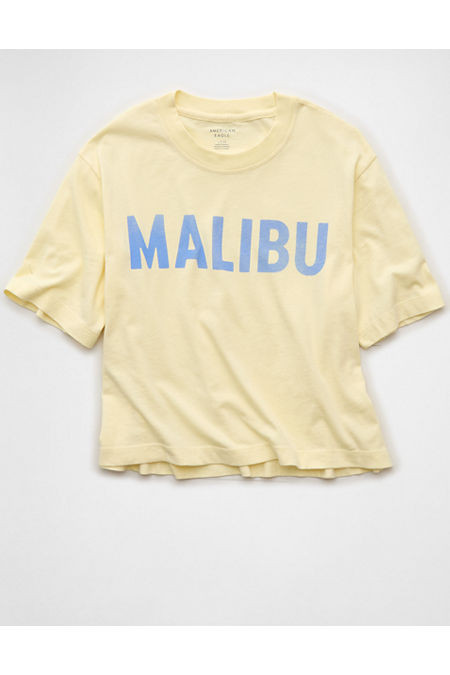 AE Boxy Malibu Graphic T-Shirt Women's Yellow Shock XXS | American Eagle Outfitters (US & CA)