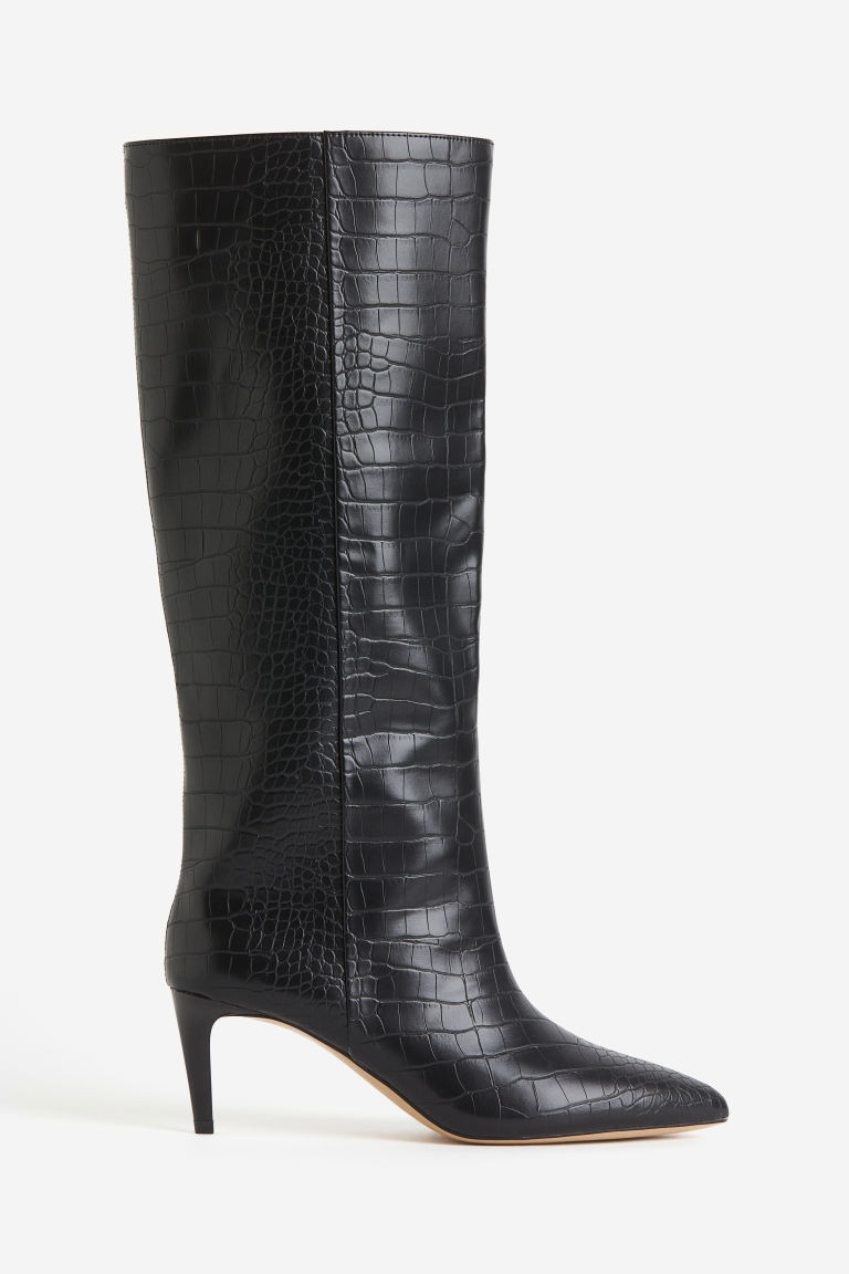 H & M - Kniehohe Stiefel mit Absatz - Schwarz - Damen | H&M (DE, AT, CH, NL, FI)