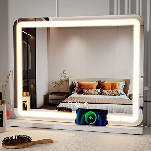 ZL ZELing Vanity Mirror with Lights, 23 Inch Large Makeup Mirror with LED Lights, Smart Touch Dimmable 3-Color Light, Memory Function, USB Charging Port, and Magnifying Glass | Amazon (US)