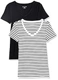 Amazon Essentials Women's Slim-Fit Short-Sleeve V-Neck T-Shirt, Pack of 2 | Amazon (US)