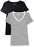 Amazon Essentials Women's Slim-Fit Short-Sleeve V-Neck T-Shirt, Pack of 2 | Amazon (US)