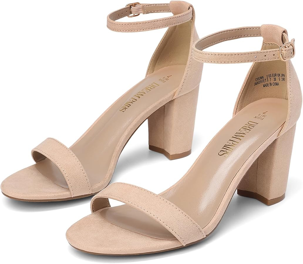 DREAM PAIRS Women's Chunk Low Heel Pump Sandals | Amazon (US)