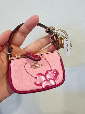 NWT Coach Mini Nolita Bag Charm In Signature With cherry / Blueberry Print CR498  | eBay | eBay US