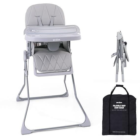 Foldable Baby High Chair with Easy Clean Double-Layer Tray, Adjustable Foot Rest, Safety First 5 ... | Amazon (US)