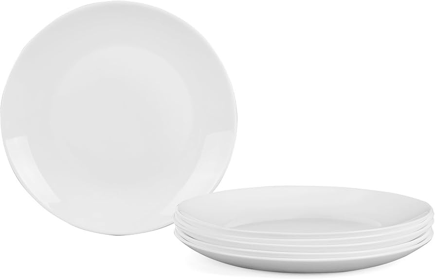 7.5 inch Salad Appetizer Plate Set of 6, Lightweight Opal Glass Round White Plates for Dessert Ki... | Amazon (US)