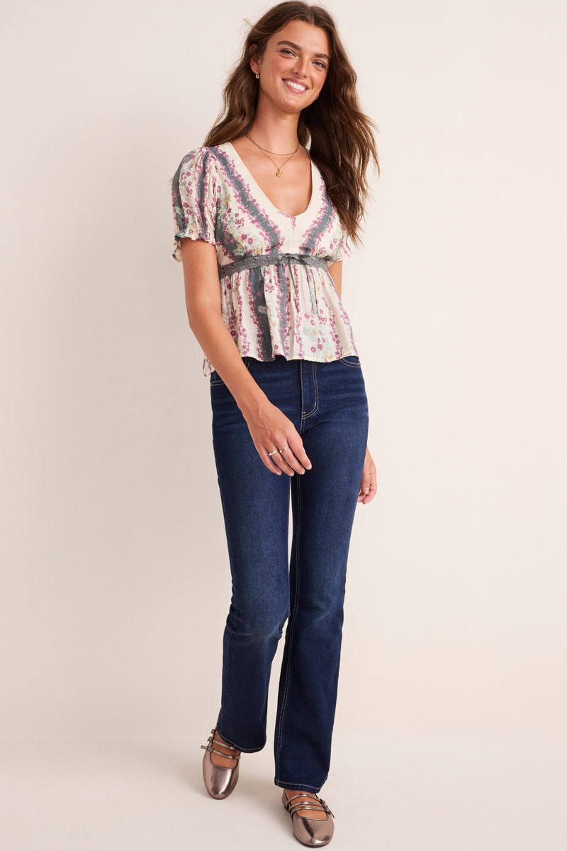 Rachel V Neck Floral Blouse | Francesca's
