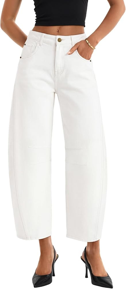 ZISICA Womens Barrel Jeans for Women Trendy 2026 High Waisted Wide Leg Stretchy Baggy Ankle Denim... | Amazon (US)