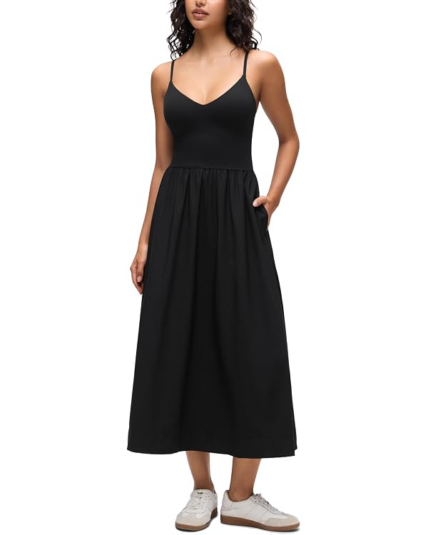 CRZ YOGA V Neck Maxi Tank Dress for Women - Adjustable Straps Sleeveless Flowy Casual Outfits wit... | Amazon (US)
