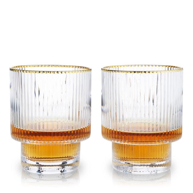 Viski Meridian Lowball Glasses Set of 2  - Premium Crystal Clear Vintage Drinking Tumblers for Wh... | Walmart (US)